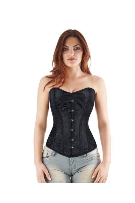 Vollbrust Korsett Schwarz Brokat Corsage F11112