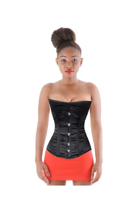 Halbbrust Corsage Schwarz Satin Korsett Gothic H8808