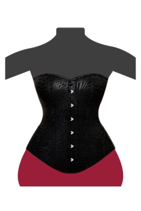 Vollbrust Corsage Schwarz Brokat Glitzer Korsett Vollbrustkorsett F8809