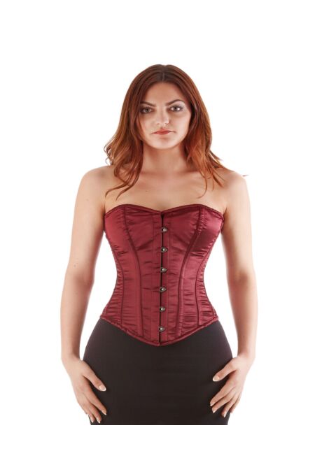 Vollbrust Corsage Bordeaux Satin Korsett Gothic F8809