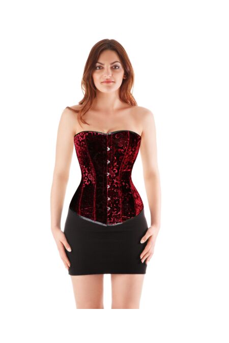 Vollbrust Korsett Bordeaux Samt Corsage Gothic F8809