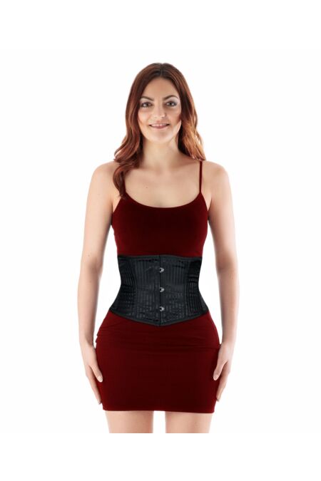 Waspie Taillencorsage Schwarz Satin Korsett gestreift Gothic WS8841