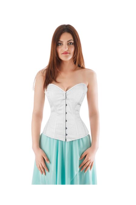 Vollbrust Korsett Weiß Baumwolle Corsage F9922