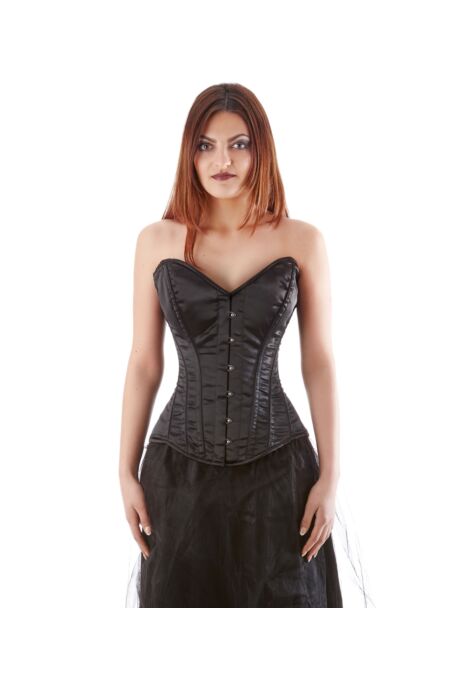 Vollbrust Korsett Schwarz Satin Corsage Gothic F9949