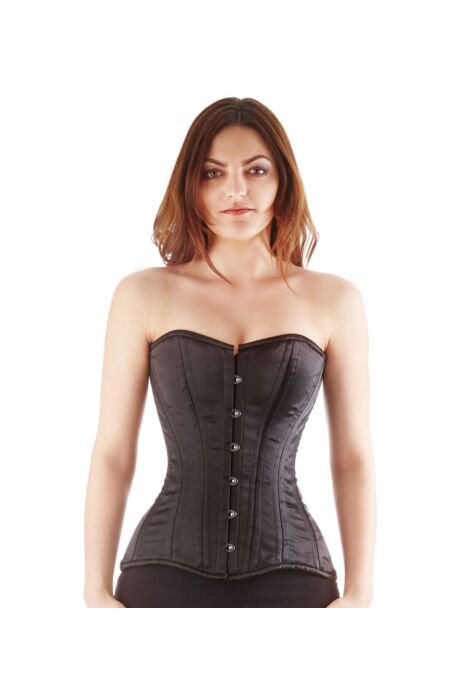 Vollbrust Corsage Schwarz Satin Korsett Gothic Taillentraining F5511