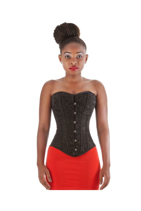 Vollbrust Korsett Schwarz Brokat Corsage Gothic  F11026