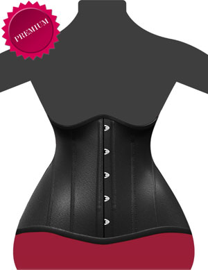 Robustes Leder Hüft Unterbrustkorsett in schwarz mit zusätzlich verstärktem Premium Paket